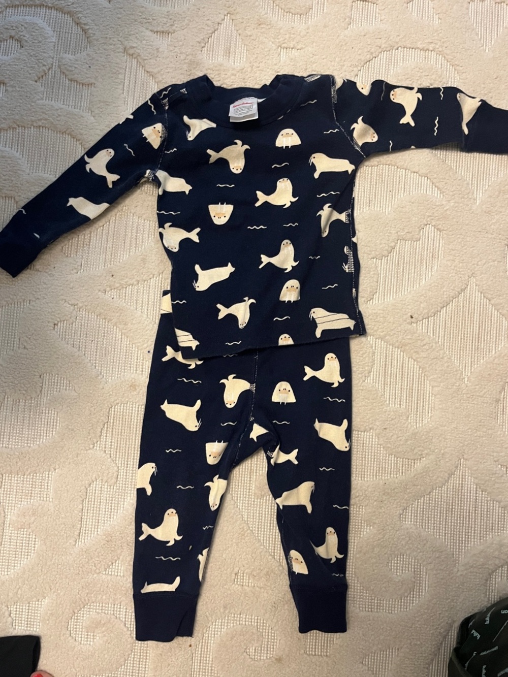 Hannah Anderson Navy Seal Print Toddler Pajama Set